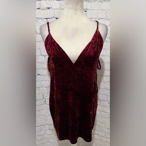Tobi Womens Medium Red Velvet Strap Lined Mini Dress